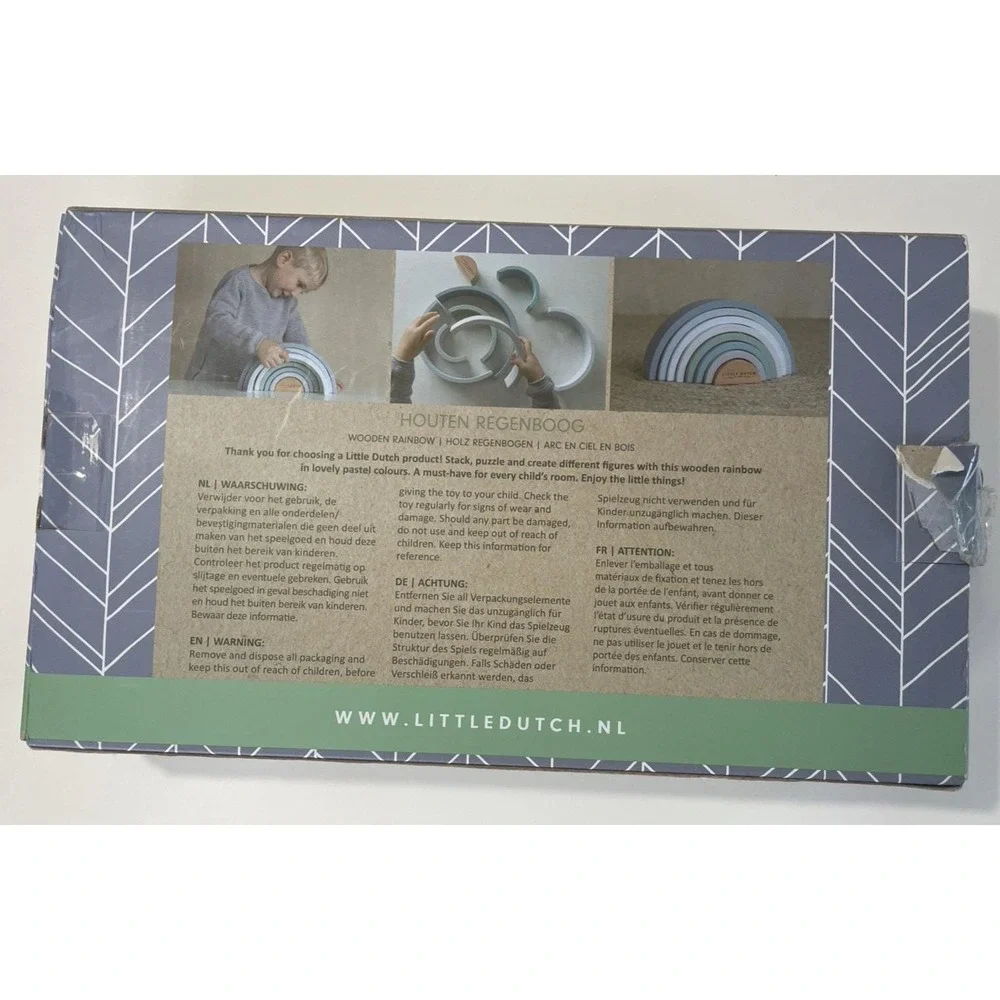 Little‎ Dutch Wooden Rainbow Stacker Montessori Toy Blue Green Nursery Decor 10